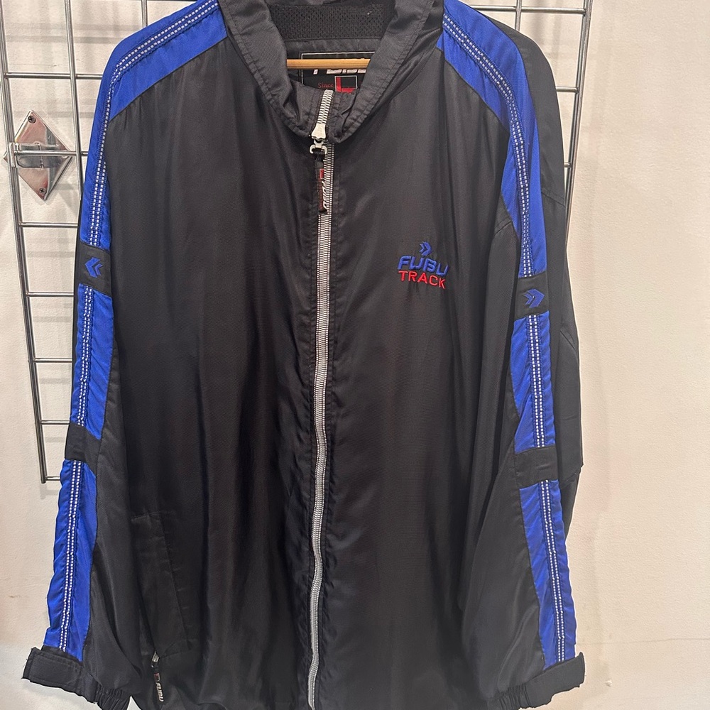 Y2K FUBU Black and Blue Windbreaker